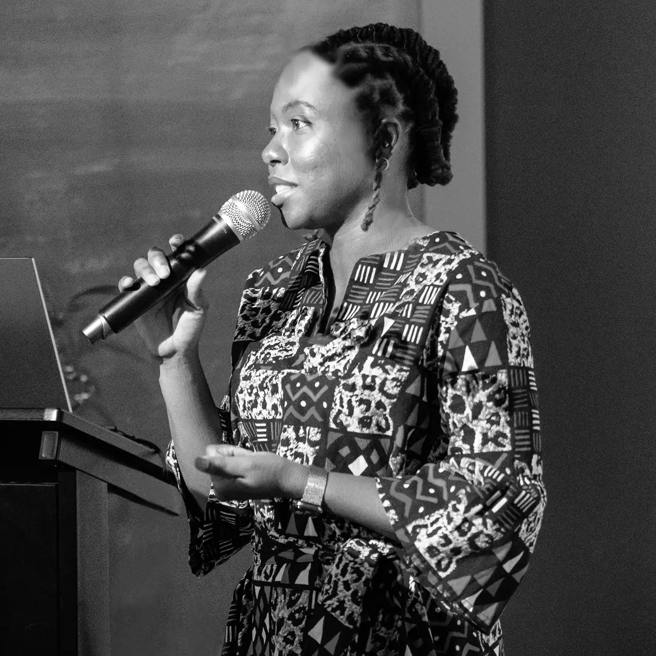 Sheila Phicil speaking at Launch Party for Phicil-itate Change